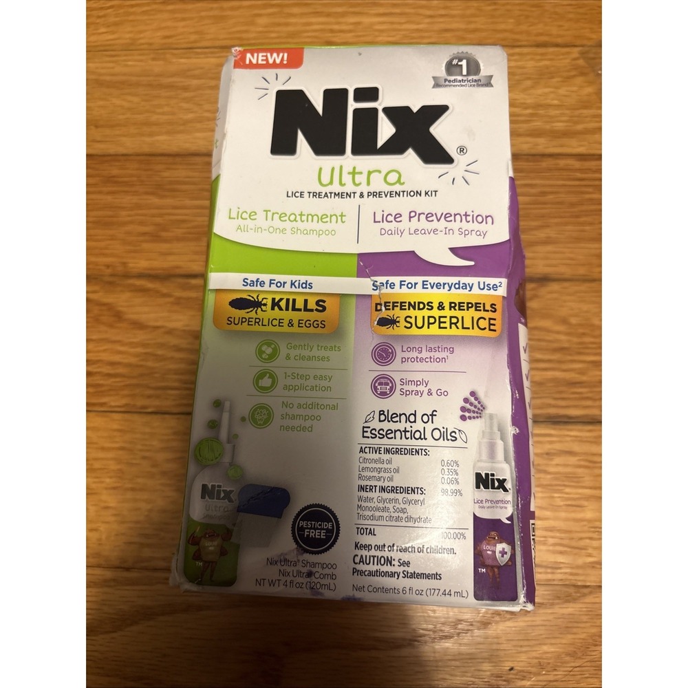 Nix Ultra Lice Treatment & Prevention Kit Hair Shampoo & Spray Exp: 07/26